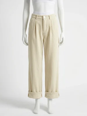Pantalon velours ample vintage taille haute quotidien femme - Vue 1 - Pantalon velours