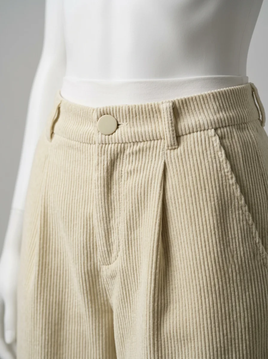 Pantalon velours ample vintage taille haute quotidien femme - Vue 4 - Pantalon velours