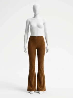 Pantalon velours bootcut taille haute élégant femme - Vue 1 - Pantalon velours