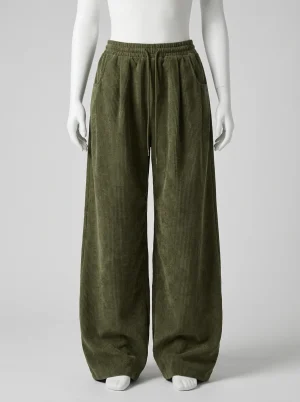 Pantalon velours cargo quotidien coupe large femme - Vue 1 - Pantalon velours
