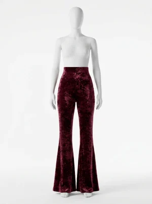 Pantalon velours évasé taille haute mercerisé femme - Vue 1 - Pantalon velours