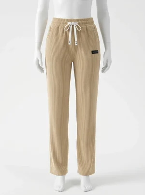 Pantalon velours femme coupe droite ajustable style rétro - Vue 1 - Pantalon velours