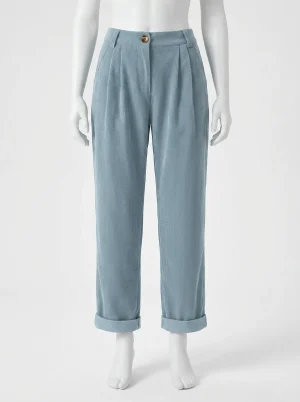 Pantalon velours femme doublé chaud quotidien coupe droite - Vue 1 - Pantalon velours