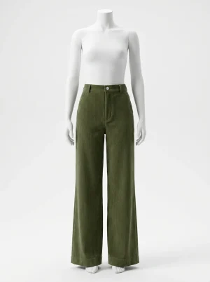 Pantalon velours large femme élégant style décontracté - Vue 1 - Pantalon velours