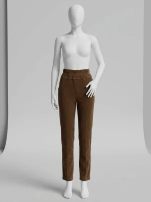 Pantalon velours taille haute femme doublé polaire slim - Vue 1 - Pantalon velours